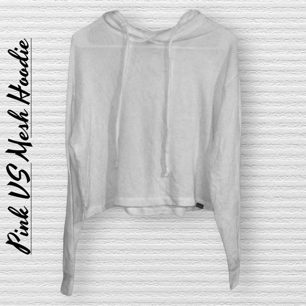 🌺PINK VS WHITE HOODED MESH CROP TOP